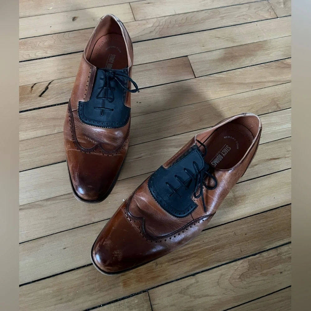 Stacy Adams flash two tone wingtip‎ dress shoes in brown